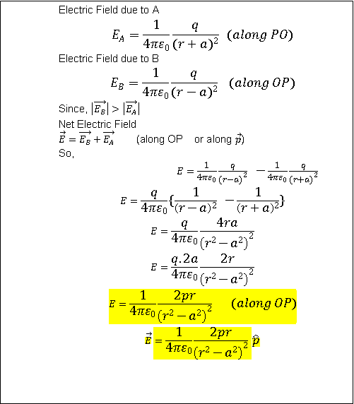 Electric Field Due To Electric Dipole Physics Class 12 Abhyaas 